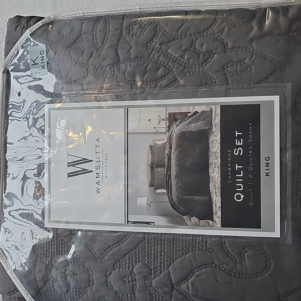 Wamsutta Cambridge Quilt KING Set - PLUMGRAY - Picture 5 of 9